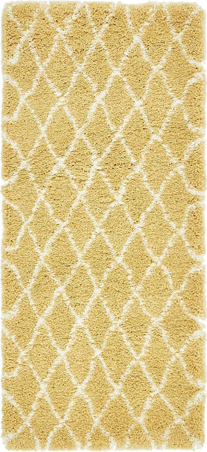 Yellow 2' 7 x 6' 1 Rabat Shag Runner Area Rug Thick Soft Touch Fluffy & Plush Shaggy Pile