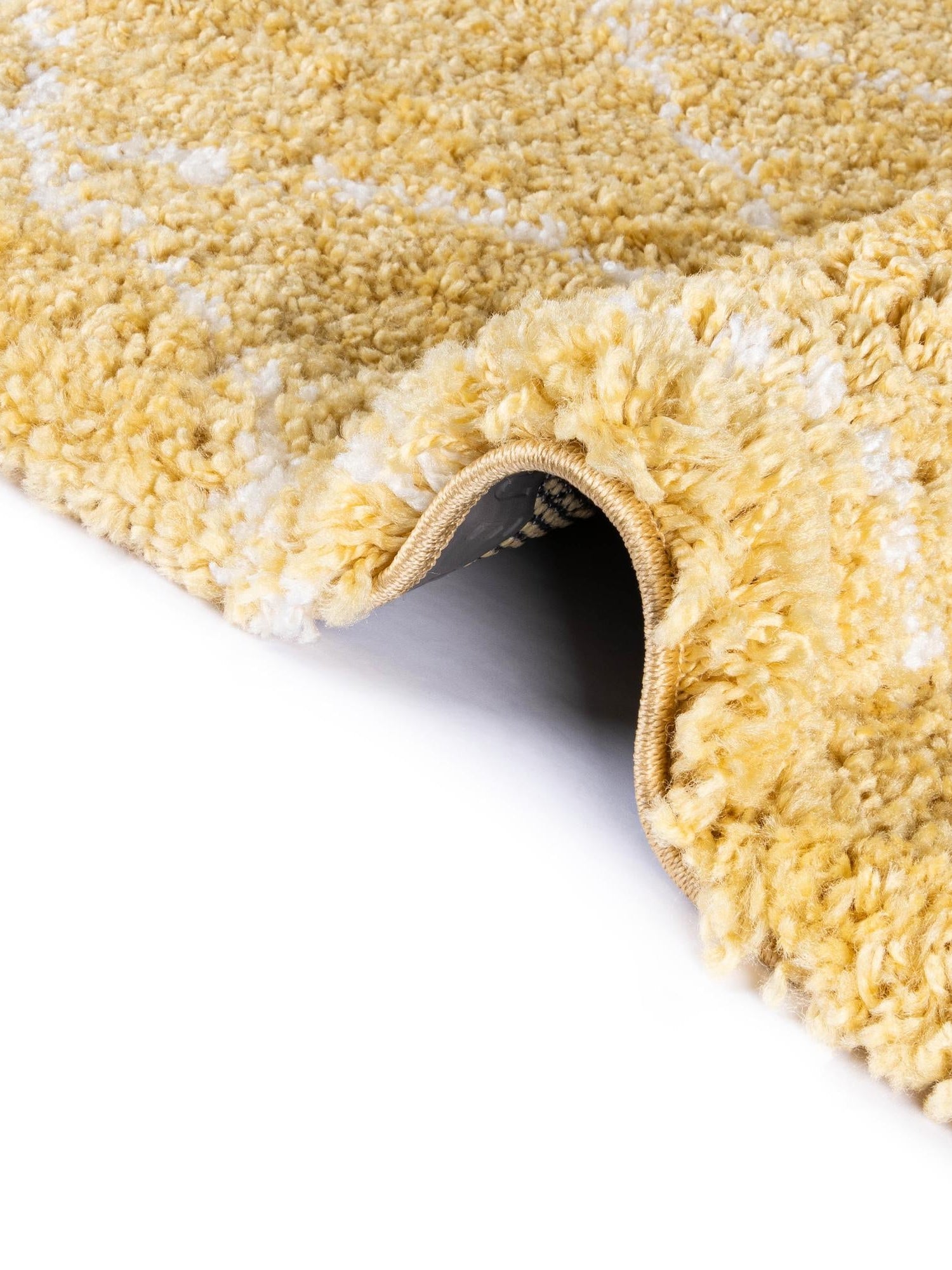 Yellow 5' 1 x 8' Rabat Shag Rectangle Area Rug Thick Soft Touch Fluffy & Plush Shaggy Pile Durable Geometric Carpet for Luxury Interior Design for Sale at Rug Engine