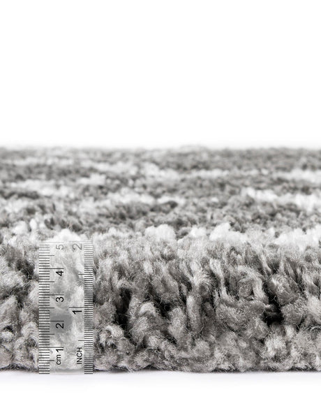 Gray 2' 7 x 6' 1 Rabat Shag Runner Area Rug Thick Soft Touch Fluffy & Plush Shaggy Pile Durable Geometric Carpet for Luxury Interior Design for Sale at Rug Engine