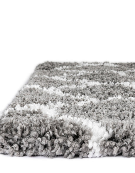 Gray 2' 7 x 10' Rabat Shag Runner Area Rug Thick Soft Touch Fluffy & Plush Shaggy Pile Durable Geometric Carpet for Luxury Interior Design for Sale at Rug Engine