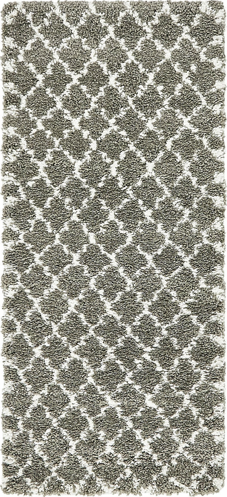 Gray 2' 7 x 6' 1 Rabat Shag Runner Area Rug Thick Soft Touch Fluffy & Plush Shaggy Pile Durable Geometric Carpet for Luxury Interior Design for Sale at Rug Engine