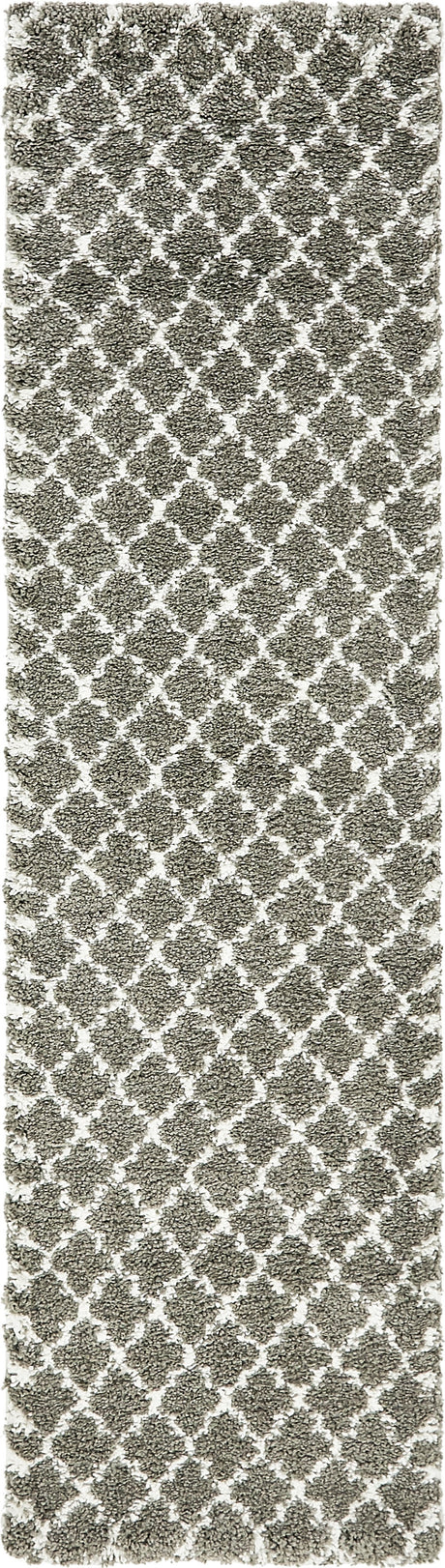 Gray 2' 7 x 10' Rabat Shag Runner Area Rug Thick Soft Touch Fluffy & Plush Shaggy Pile Durable Geometric Carpet for Luxury Interior Design for Sale at Rug Engine