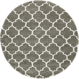 Gray 8' x 8' Rabat Shag Round Area Rug Thick Soft Touch Fluffy & Plush Shaggy Pile