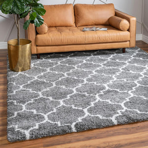 Gray 8' x 8' Rabat Shag Square Area Rug Thick Soft Touch Fluffy & Plush Shaggy Pile