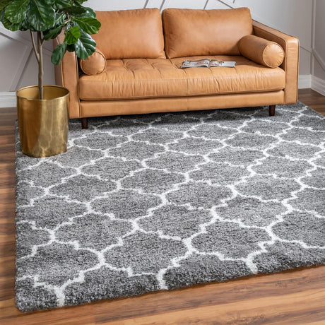 Gray 8' x 8' Rabat Shag Square Area Rug Thick Soft Touch Fluffy & Plush Shaggy Pile