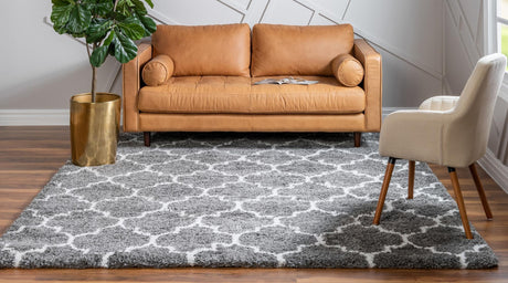 Gray 8' x 8' Rabat Shag Square Area Rug Thick Soft Touch Fluffy & Plush Shaggy Pile Durable Geometric Carpet for Luxury Interior Design for Sale at Rug Engine