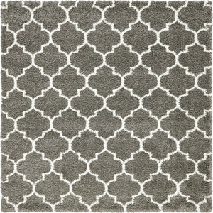 Gray 8' x 8' Rabat Shag Square Area Rug Thick Soft Touch Fluffy & Plush Shaggy Pile
