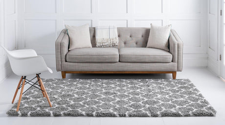 Gray 8' x 10' Rabat Shag Rectangle Area Rug Thick Soft Touch Fluffy & Plush Shaggy Pile Durable Geometric Carpet for Luxury Interior Design for Sale at Rug Engine