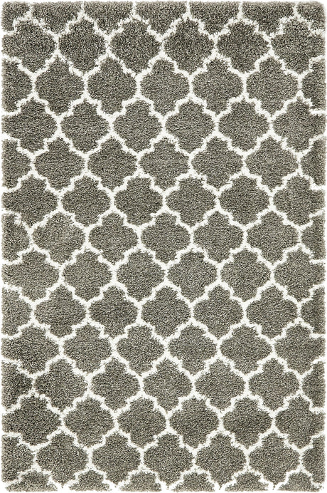 Gray 5' 1 x 8' Rabat Shag Rectangle Area Rug Thick Soft Touch Fluffy & Plush Shaggy Pile Durable Geometric Carpet for Luxury Interior Design for Sale at Rug Engine