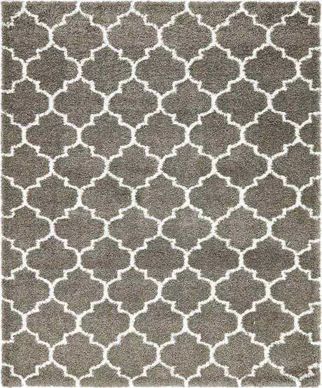 Gray 8' x 10' Rabat Shag Rectangle Area Rug Thick Soft Touch Fluffy & Plush Shaggy Pile Durable Geometric Carpet for Luxury Interior Design for Sale at Rug Engine