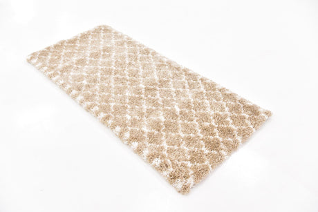 Taupe 2' 7 x 6' 1 Rabat Shag Runner Area Rug Thick Soft Touch Fluffy & Plush Shaggy Pile Durable Geometric Carpet for Luxury Interior Design for Sale at Rug Engine