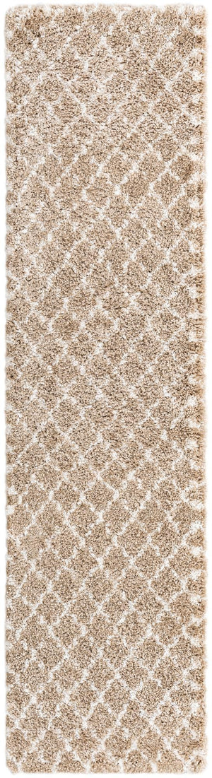 Taupe 2' 7 x 10' Rabat Shag Runner Area Rug Thick Soft Touch Fluffy & Plush Shaggy Pile