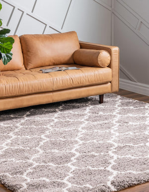Taupe 8' x 8' Rabat Shag Square Area Rug Thick Soft Touch Fluffy & Plush Shaggy Pile