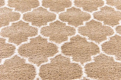 Taupe 8' x 8' Rabat Shag Square Area Rug Thick Soft Touch Fluffy & Plush Shaggy Pile Durable Geometric Carpet for Luxury Interior Design for Sale at Rug Engine