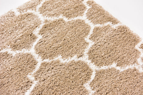 Taupe 8' x 8' Rabat Shag Square Area Rug Thick Soft Touch Fluffy & Plush Shaggy Pile Durable Geometric Carpet for Luxury Interior Design for Sale at Rug Engine