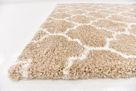 Taupe 8' x 8' Rabat Shag Square Area Rug Thick Soft Touch Fluffy & Plush Shaggy Pile Durable Geometric Carpet for Luxury Interior Design for Sale at Rug Engine