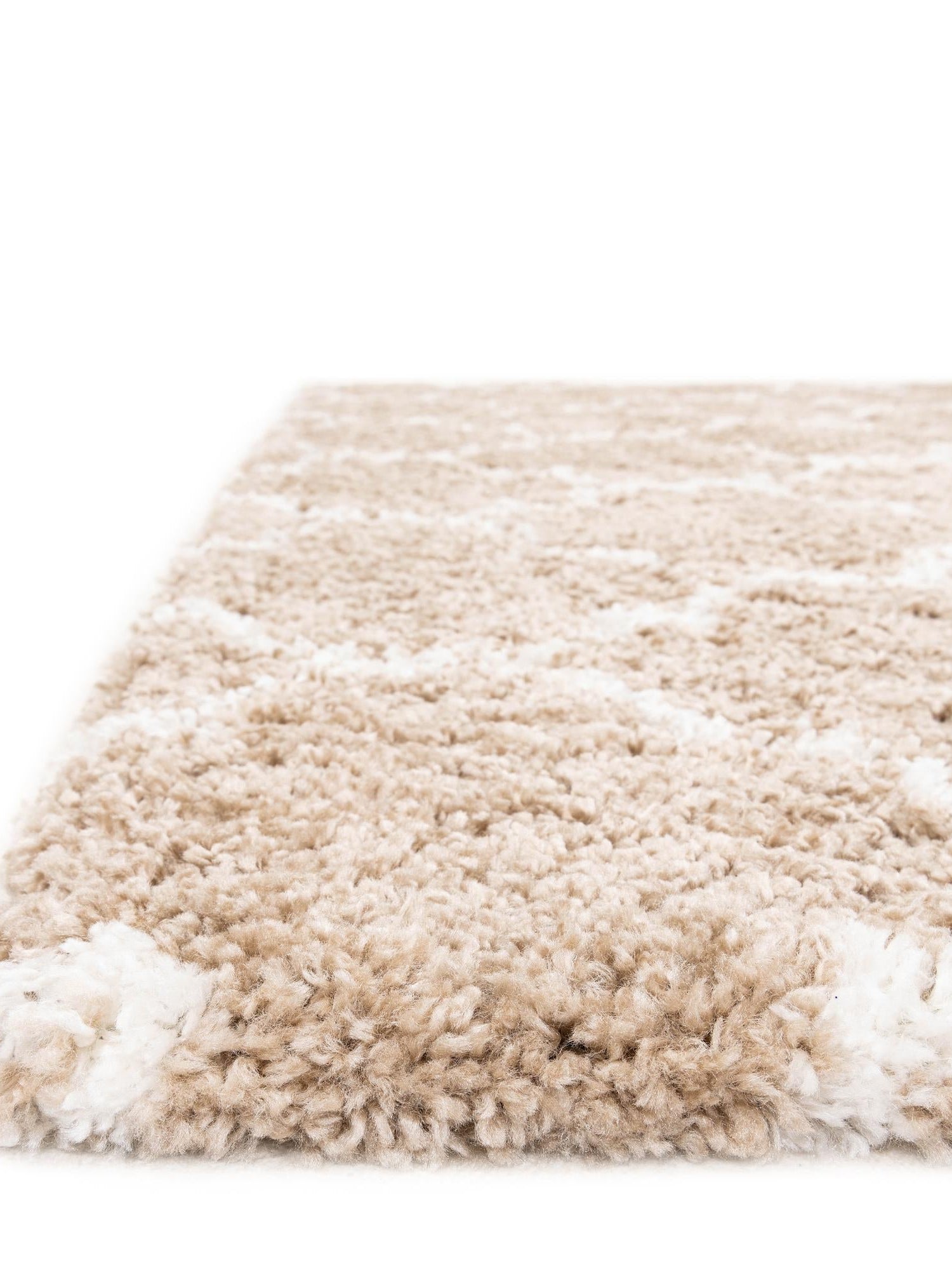Taupe 4' 1 x 6' 1 Rabat Shag Rectangle Area Rug Thick Soft Touch Fluffy & Plush Shaggy Pile Durable Geometric Carpet for Luxury Interior Design for Sale at Rug Engine