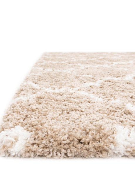 Taupe 4' 1 x 6' 1 Rabat Shag Rectangle Area Rug Thick Soft Touch Fluffy & Plush Shaggy Pile Durable Geometric Carpet for Luxury Interior Design for Sale at Rug Engine