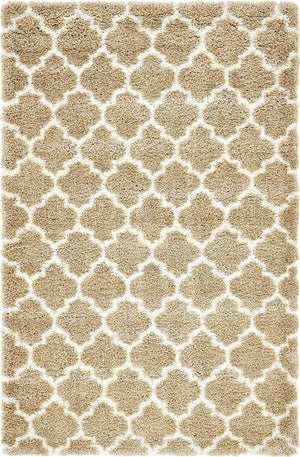 Taupe 5' 1 x 8' Rabat Shag Rectangle Area Rug Thick Soft Touch Fluffy & Plush Shaggy Pile