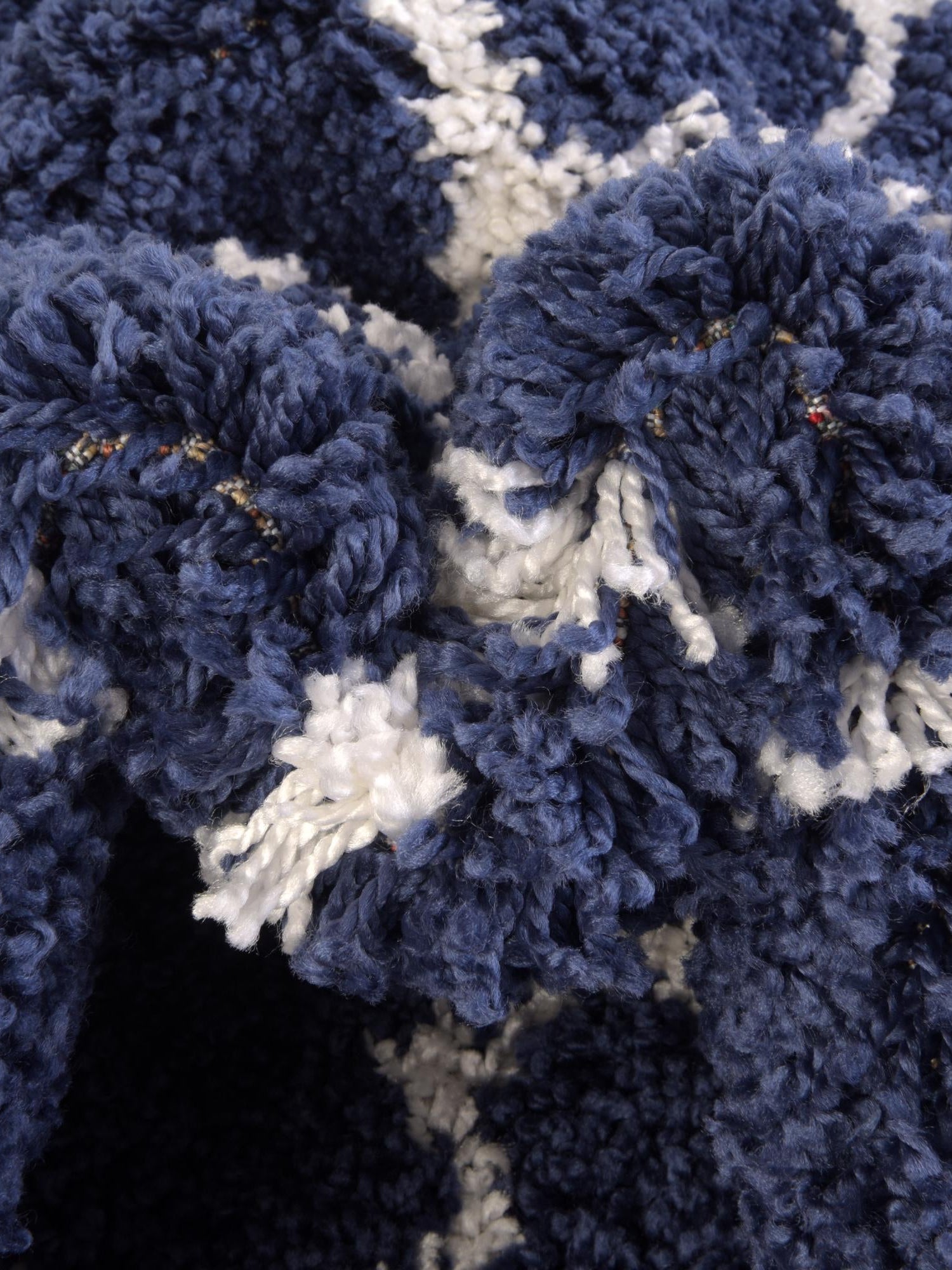 Navy Blue 2' 7 x 10' Rabat Shag Runner Area Rug Thick Soft Touch Fluffy & Plush Shaggy Pile Durable Geometric Carpet for Luxury Interior Design for Sale at Rug Engine