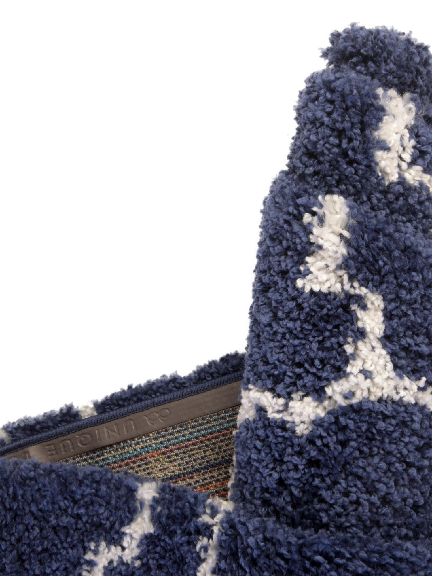 Navy Blue 2' 7 x 6' 1 Rabat Shag Runner Area Rug Thick Soft Touch Fluffy & Plush Shaggy Pile Durable Geometric Carpet for Luxury Interior Design for Sale at Rug Engine