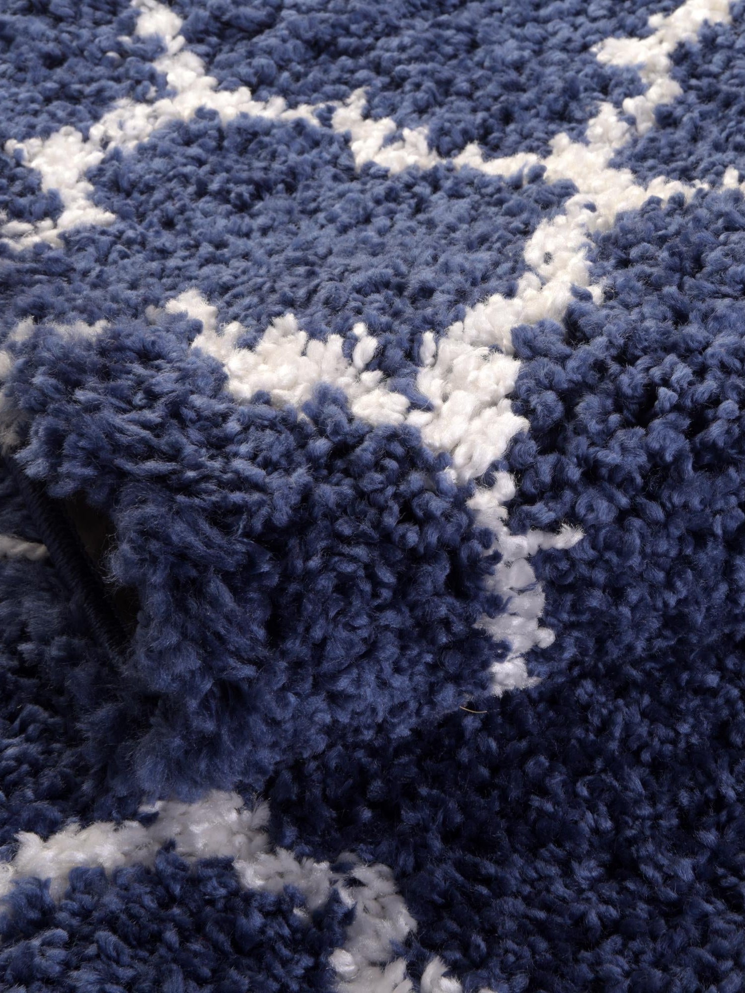 Navy Blue 9' x 12' Rabat Shag Rectangle Area Rug Thick Soft Touch Fluffy & Plush Shaggy Pile Durable Geometric Carpet for Luxury Interior Design for Sale at Rug Engine