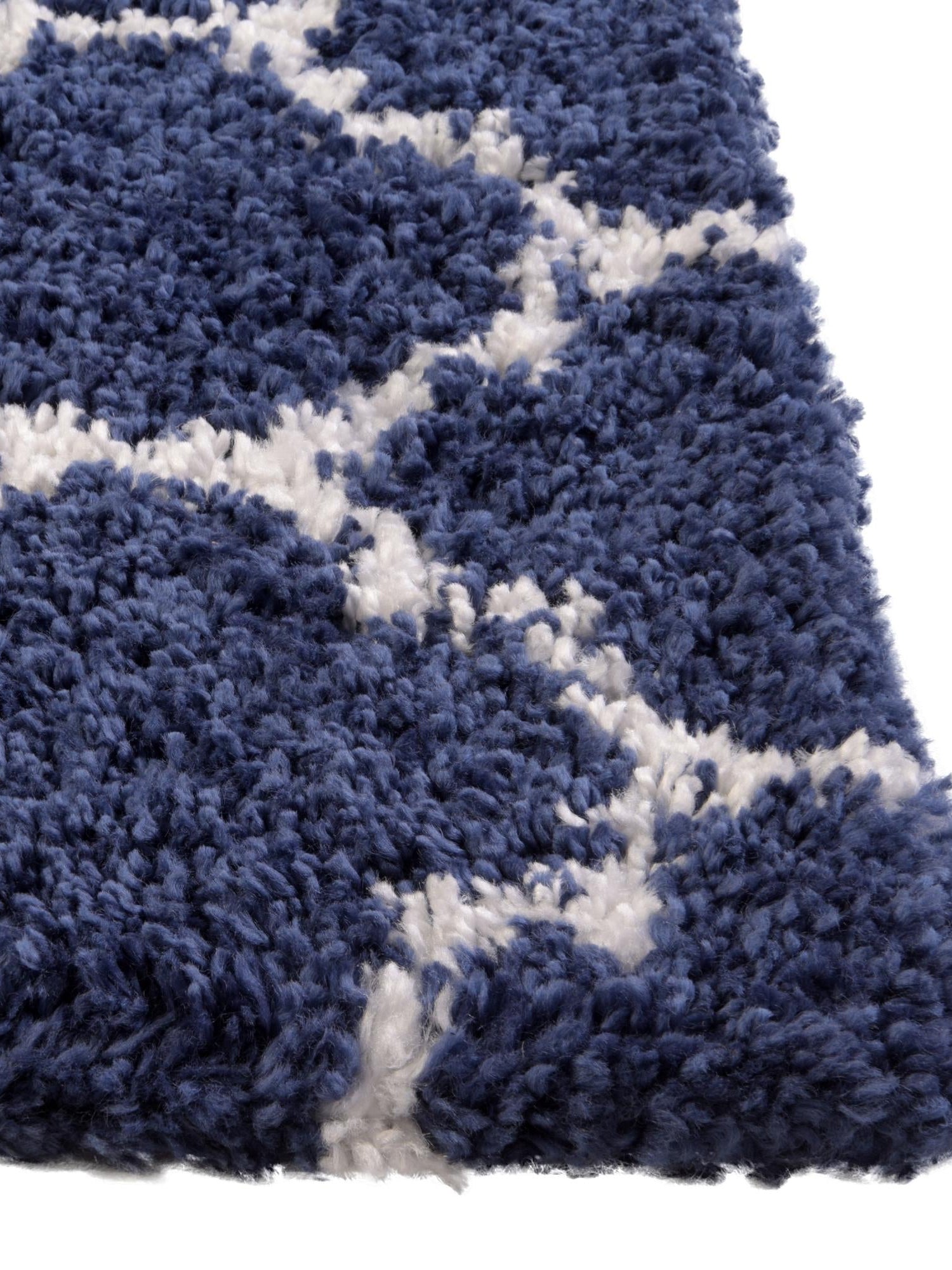Navy Blue 9' x 12' Rabat Shag Rectangle Area Rug Thick Soft Touch Fluffy & Plush Shaggy Pile Durable Geometric Carpet for Luxury Interior Design for Sale at Rug Engine