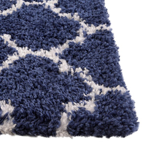 Navy Blue 9' x 12' Rabat Shag Rectangle Area Rug Thick Soft Touch Fluffy & Plush Shaggy Pile
