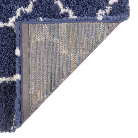 Navy Blue 7' 10 x 10' Rabat Shag Rectangle Area Rug Thick Soft Touch Fluffy & Plush Shaggy Pile Durable Geometric Carpet for Luxury Interior Design for Sale at Rug Engine