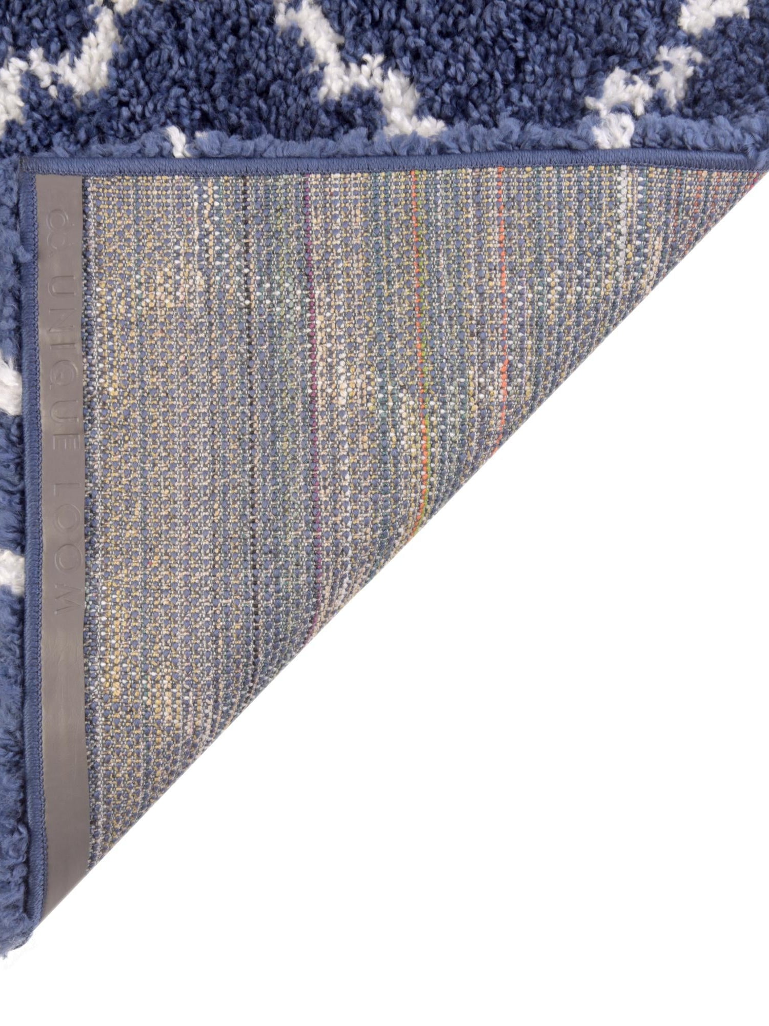Navy Blue 4' 1 x 6' 1 Rabat Shag Rectangle Area Rug Thick Soft Touch Fluffy & Plush Shaggy Pile Durable Geometric Carpet for Luxury Interior Design for Sale at Rug Engine