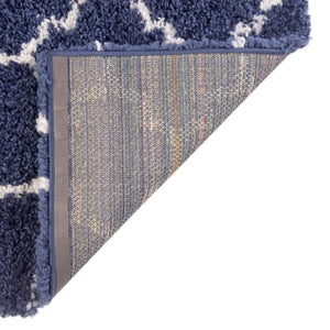 Navy Blue 9' x 12' Rabat Shag Rectangle Area Rug Thick Soft Touch Fluffy & Plush Shaggy Pile