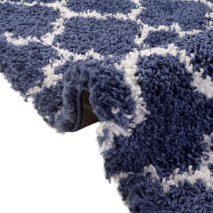 Navy Blue 9' x 12' Rabat Shag Rectangle Area Rug Thick Soft Touch Fluffy & Plush Shaggy Pile