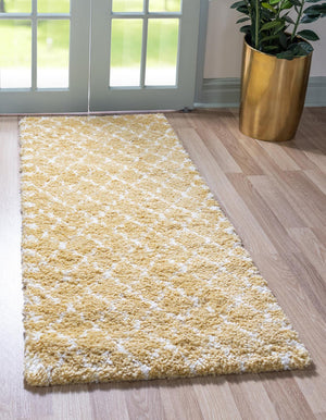 Yellow 2' 7 x 6' 1 Rabat Shag Runner Area Rug Thick Soft Touch Fluffy & Plush Shaggy Pile