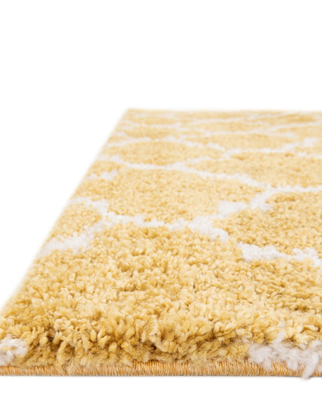 Yellow 2' 7 x 6' 1 Rabat Shag Runner Area Rug Thick Soft Touch Fluffy & Plush Shaggy Pile Durable Geometric Carpet for Luxury Interior Design for Sale at Rug Engine