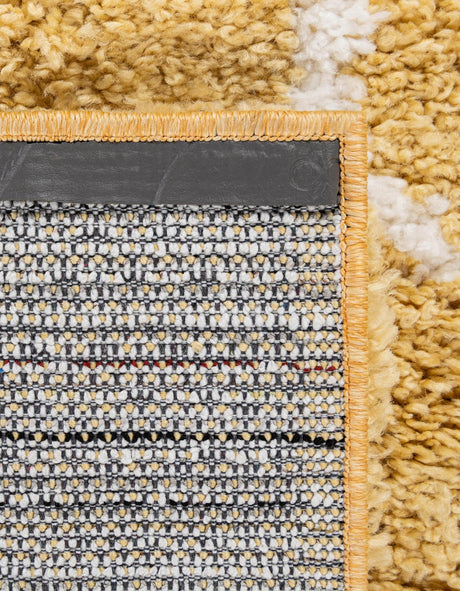 Yellow 2' 7 x 6' 1 Rabat Shag Runner Area Rug Thick Soft Touch Fluffy & Plush Shaggy Pile Durable Geometric Carpet for Luxury Interior Design for Sale at Rug Engine