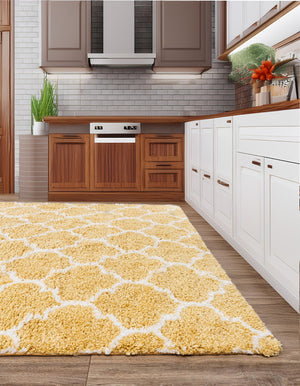 Yellow 8' x 8' Rabat Shag Square Area Rug Thick Soft Touch Fluffy & Plush Shaggy Pile