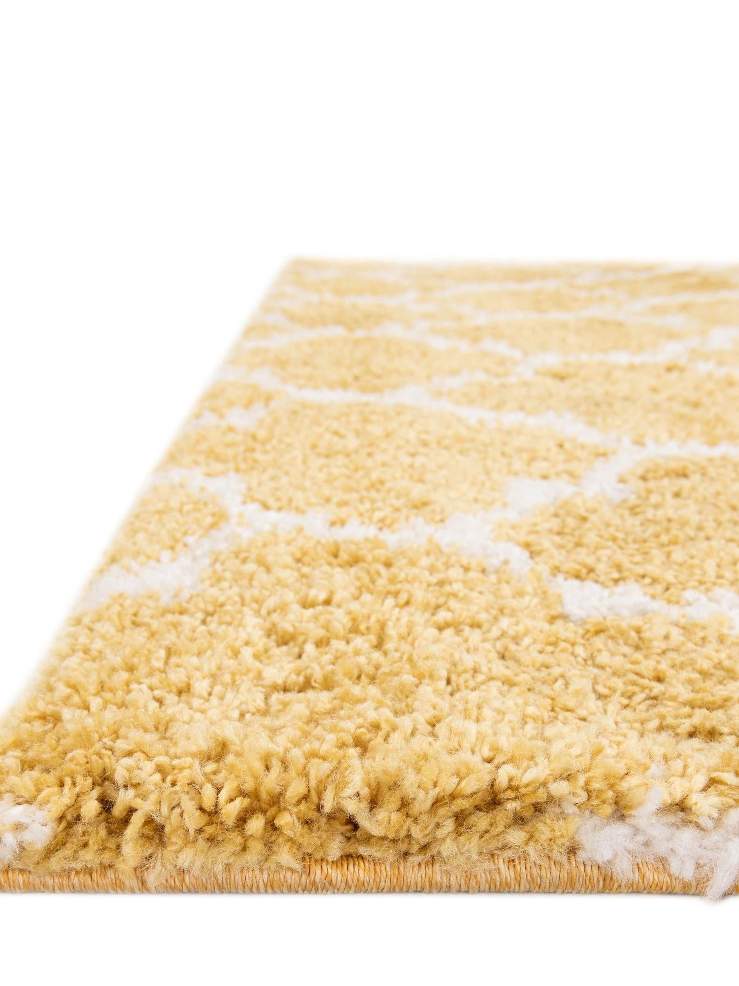 Yellow 5' 1 x 8' Rabat Shag Rectangle Area Rug Thick Soft Touch Fluffy & Plush Shaggy Pile Durable Geometric Carpet for Luxury Interior Design for Sale at Rug Engine