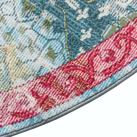 Turquoise 5' 5 x 5' 5 Baracoa Round Area Rug 100% Polypropylene Distressed Vintage Living Dining Room Office Traditional Carpet for Sale at Rug Engine