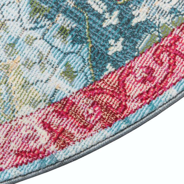 Turquoise 5' 5 x 5' 5 Baracoa Round Area Rug 100% Polypropylene Distressed Vintage Living Dining Room Office Traditional Carpet for Sale at Rug Engine