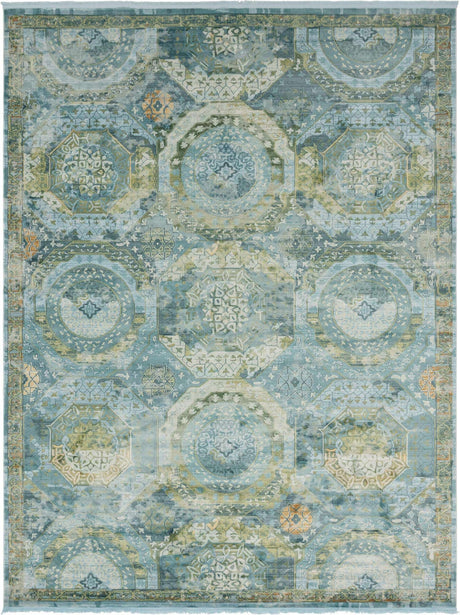 Light Blue 10' x 13' Baracoa Rectangle Area Rug 100% Polypropylene Distressed Vintage Living Dining Room Office Traditional Carpet for Sale at Rug Engine