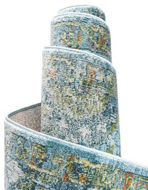 Light Blue 7' x 10' Baracoa Rectangle Area Rug 100% Polypropylene Distressed Vintage Living Dining Room Office Traditional Carpet for Sale at Rug Engine