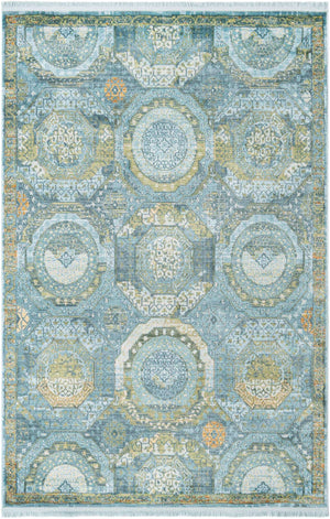 Light Blue 5' 5 x 8' Baracoa Rectangle Area Rug 100% Polypropylene Distressed Vintage Living Dining Room Office Traditional Carpet for Sale at Rug Engine