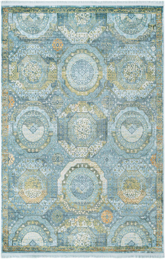 Light Blue 5' 5 x 8' Baracoa Rectangle Area Rug 100% Polypropylene Distressed Vintage Living Dining Room Office Traditional Carpet for Sale at Rug Engine