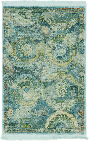 Light Blue 2' 2 x 3' Baracoa Rectangle Area Rug 100% Polypropylene Distressed Vintage Living Dining Room Office Traditional Carpet for Sale at Rug Engine
