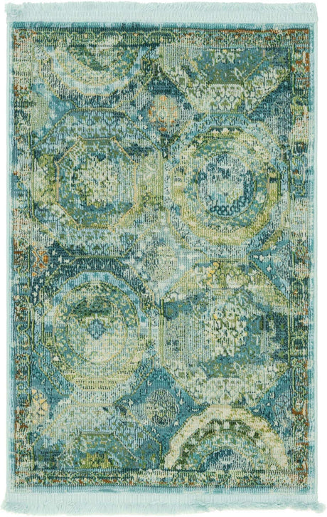 Light Blue 2' 2 x 3' Baracoa Rectangle Area Rug 100% Polypropylene Distressed Vintage Living Dining Room Office Traditional Carpet for Sale at Rug Engine