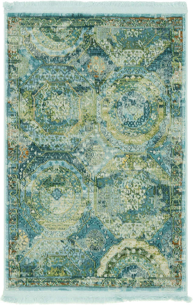 Light Blue 2' 2 x 3' Baracoa Rectangle Area Rug 100% Polypropylene Distressed Vintage Living Dining Room Office Traditional Carpet for Sale at Rug Engine