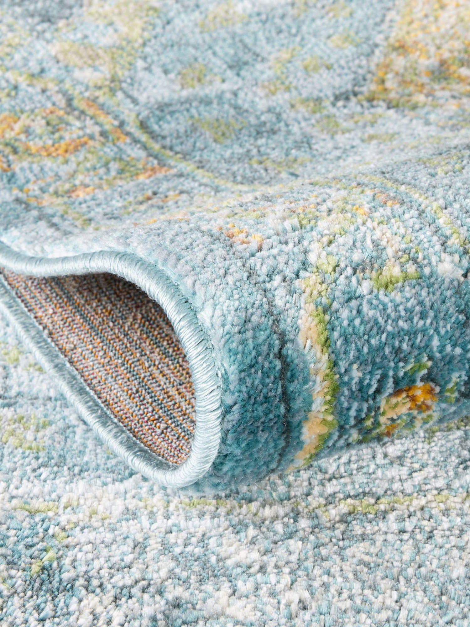 Light Blue 6' x 6' Baracoa Round Area Rug 100% Polypropylene Distressed Vintage Living Dining Room Office Traditional Carpet for Sale at Rug Engine