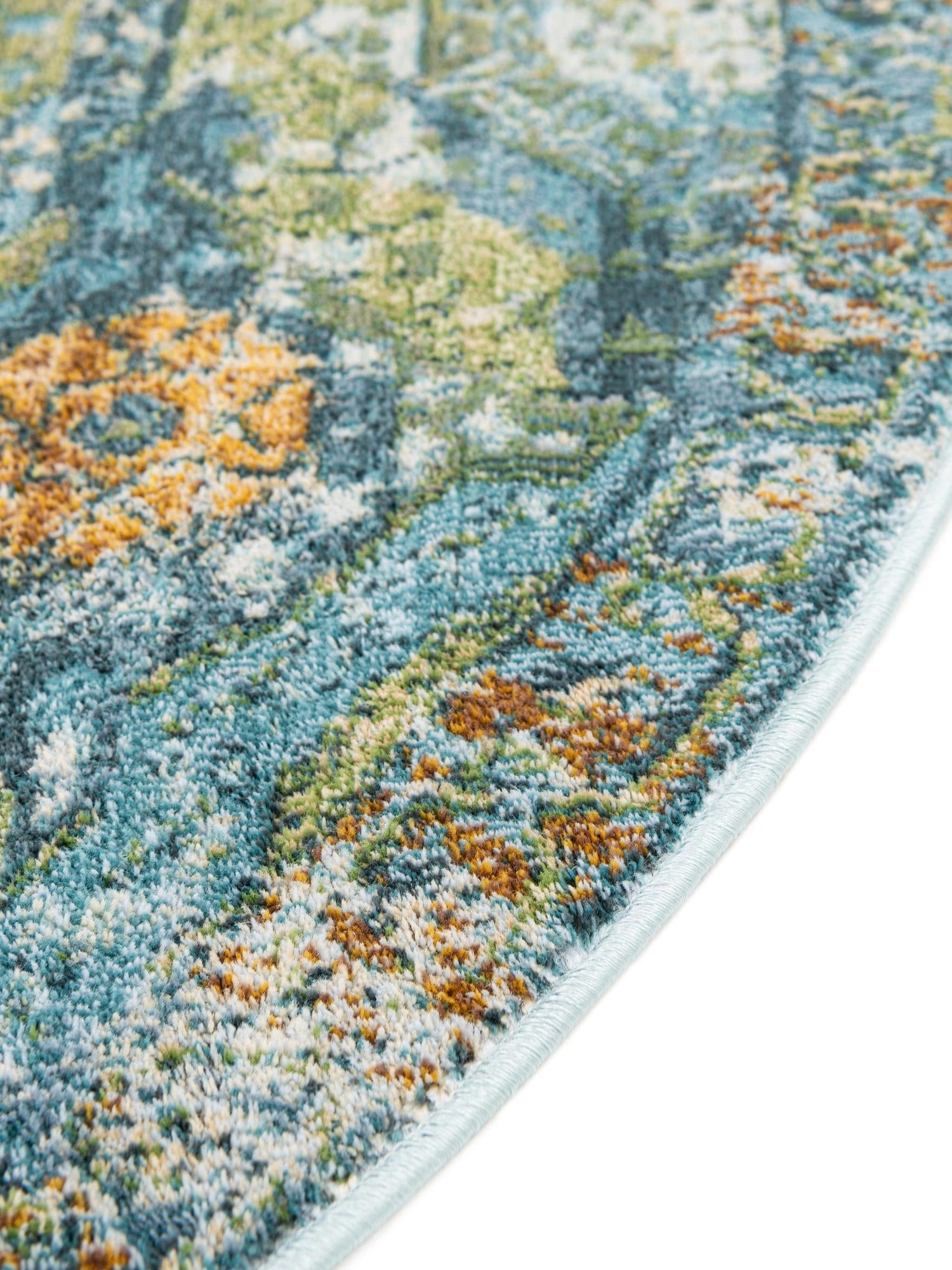 Light Blue 6' x 6' Baracoa Round Area Rug 100% Polypropylene Distressed Vintage Living Dining Room Office Traditional Carpet for Sale at Rug Engine