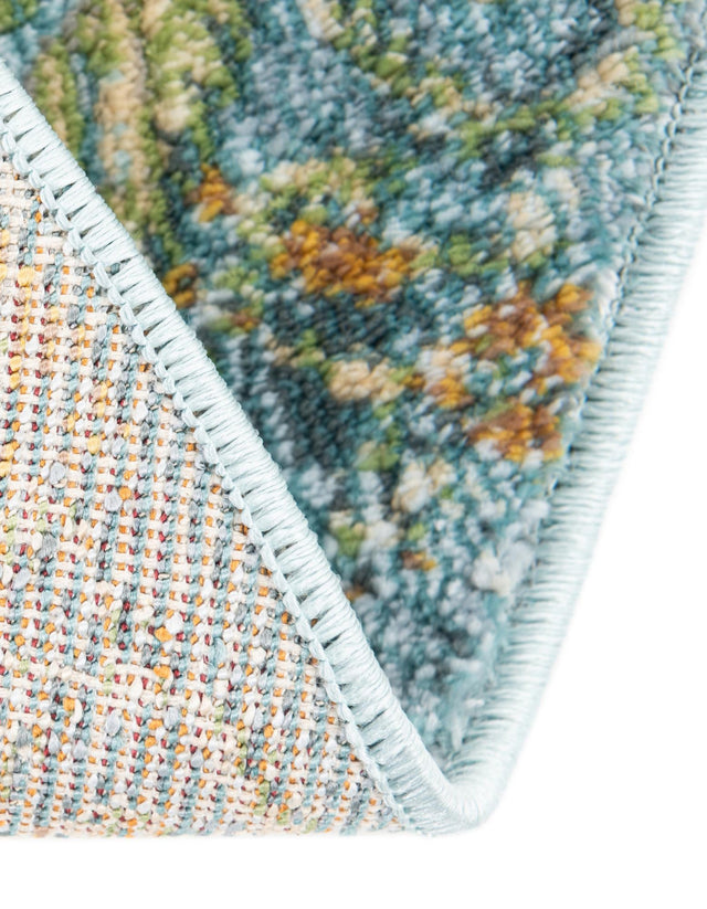 Light Blue 4' x 4' Baracoa Round Area Rug 100% Polypropylene Distressed Vintage Living Dining Room Office Traditional Carpet for Sale at Rug Engine