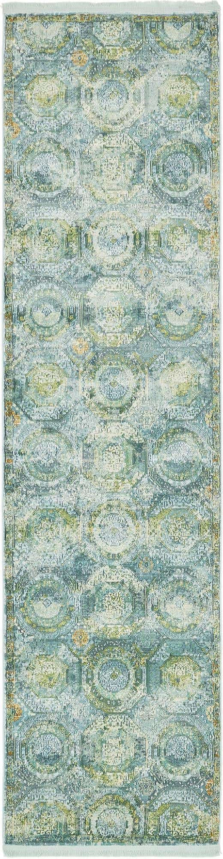 Light Blue 2' 7 x 10' Baracoa Runner Area Rug 100% Polypropylene Distressed Vintage Living Dining Room Office Traditional Carpet for Sale at Rug Engine